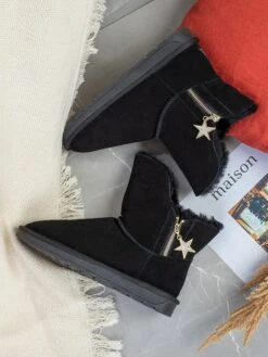 Leren Winterboots "Pompon" Zwart -Gstar Kleding Winkel nicebay leren winterboots pompon zwart 1