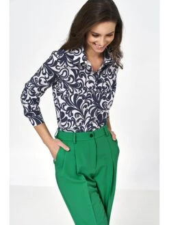 Blouse Donkerblauw/crème