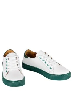 Leren Sneakers Wit/donkergroen -Gstar Kleding Winkel noosy leren sneakers wit donkergroen 2