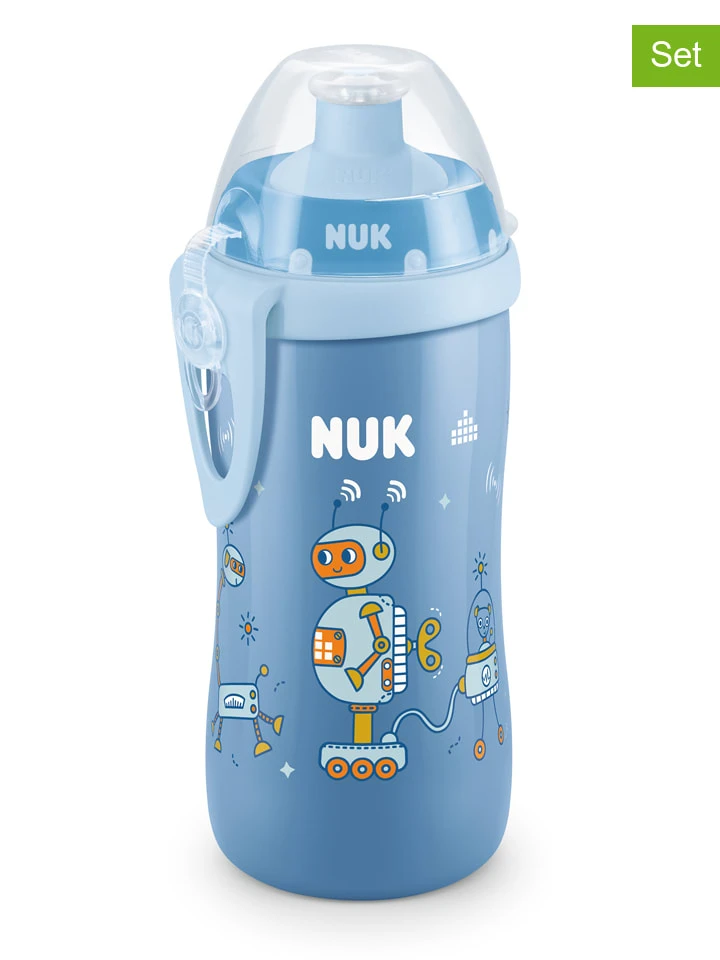 NUK 2-delige Set: Drinkleerflessen "Junior Cup" Blauw - 300 Ml 3 NUK 2-delige Set: Drinkleerflessen "Junior Cup" Blauw - 300 Ml