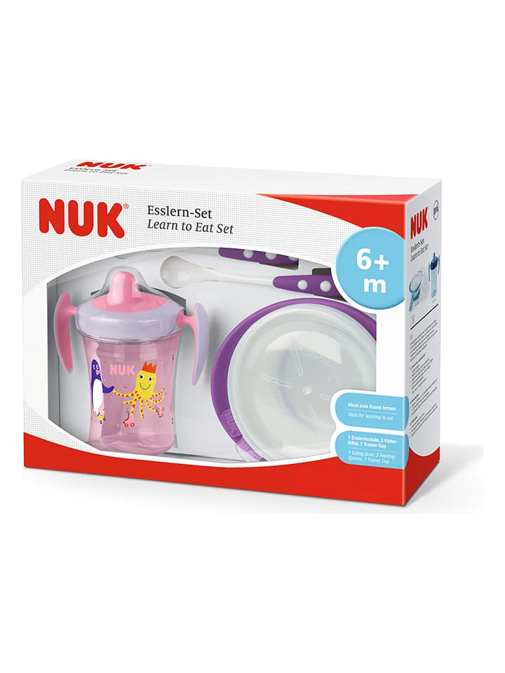 NUK 4-delige Eetleerset Lichtroze/paars 4 NUK 4-delige Eetleerset Lichtroze/paars - Afbeelding 2