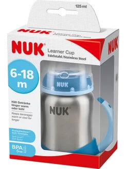 NUK Roestvrijstalen Drinkleerfles "Learner Cup" Blauw - 125 Ml -Gstar Kleding Winkel nuk roestvrijstalen drinkleerfles learner cup blauw 125 ml 1
