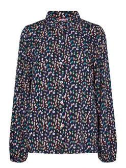 Blouse "Nukit" Donkerblauw/meerkleurig