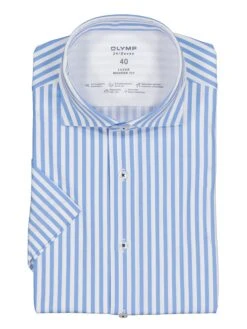 OLYMP Blouse - Modern Fit - Lichtblauw/wit