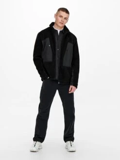 Only & Sons Teddyjas "Villads" Zwart -Gstar Kleding Winkel only and sons teddyjas villads zwart 3