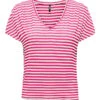 ONLY Shirt "Belia" Roze/wit -Gstar Kleding Winkel only shirt belia roze wit