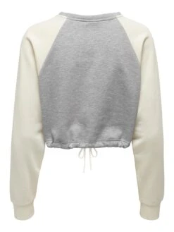 ONLY Sweatshirt "Lula" Grijs/crème -Gstar Kleding Winkel only sweatshirt lula grijs creme 1