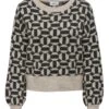 ONLY Trui "Geo Life" Crème/grijs -Gstar Kleding Winkel only trui geo life creme grijs