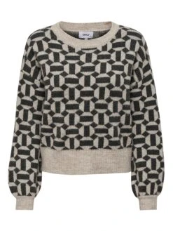 ONLY Trui "Geo Life" Crème/grijs