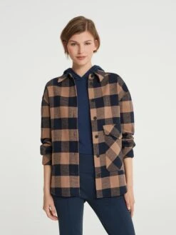 OPUS Blousejas "Jutus" Camel/zwart