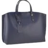 Leren Shopper "Avocetta" Donkerblauw - (B)48 X (H)30 X (D)12 Cm