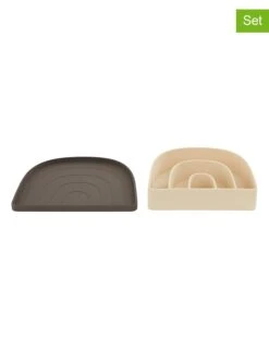 2-delige Serviesset "Rainbow" Bruin/lichtgeel