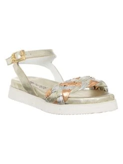 Patrizia Pepe Leren Sandalen Zilverkleurig/goudkleurig -Gstar Kleding Winkel patrizia pepe leren sandalen zilverkleurig goudkleurig 1