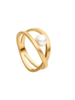 Vergulde Ring Met Swarovski-parel Wit -Gstar Kleding Winkel pearlissimo vergulde ring met swarovski parel wit 3