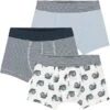 PETIT BATEAU 3-delige Set: Boxershorts Donkerblauw/wit