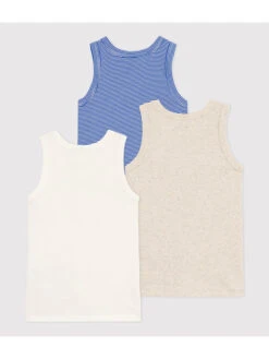 PETIT BATEAU 3-delige Set: Onderhemden Blauw/crème/beige -Gstar Kleding Winkel petit bateau 3 delige set onderhemden blauw creme beige 1