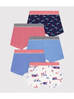 PETIT BATEAU 5-delige Set: Boxershorts Wit/ Blauw/ Rood -Gstar Kleding Winkel petit bateau 5 delige set boxershorts wit blauw rood 1