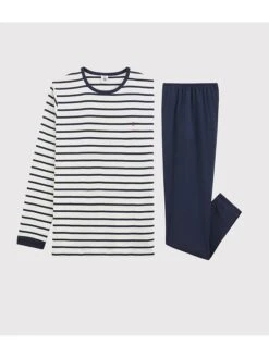 PETIT BATEAU Pyjama Donkerblauw/crème -Gstar Kleding Winkel petit bateau pyjama donkerblauw creme 1