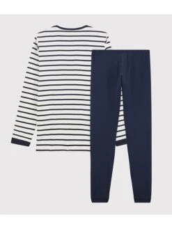 PETIT BATEAU Pyjama Donkerblauw/crème -Gstar Kleding Winkel petit bateau pyjama donkerblauw creme 2