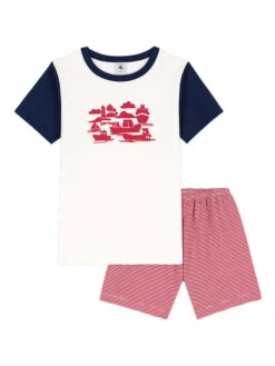PETIT BATEAU Pyjama Wit/donkerblauw/rood
