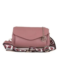 Leren Schoudertas "Corno Baitone" Lichtroze - (B)24 X (H)14 X (D)10 Cm