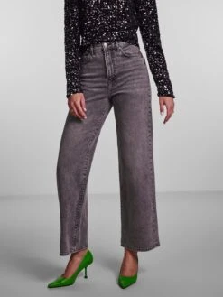 Pieces Spijkerbroek "Flikka" - Comfort Fit - Grijs