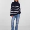 Pieces Trui "Nuska" Donkerblauw/wit -Gstar Kleding Winkel pieces trui nuska donkerblauw wit