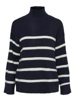 Pieces Trui "Nuska" Donkerblauw/wit -Gstar Kleding Winkel pieces trui nuska donkerblauw wit 3