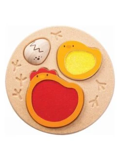 Plan Toys 3-delige Steekpuzzel "Kip" - Vanaf 12 Maanden