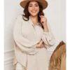 Blouse "Alizee" Beige -Gstar Kleding Winkel plus size company blouse alizee beige