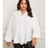 Blouse "Alizee" Wit -Gstar Kleding Winkel plus size company blouse alizee wit