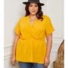 Blouse "Bibaz" Mosterdgeel -Gstar Kleding Winkel plus size company blouse bibaz mosterdgeel