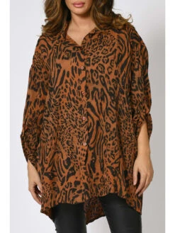 Blouse "Hostende" Roodbruin -Gstar Kleding Winkel plus size company blouse hostende roodbruin 3