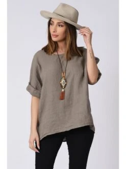 Linnen Blouse "Kely" Taupe