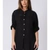 Linnen Blouse "Lila" Zwart -Gstar Kleding Winkel plus size company linnen blouse lila zwart