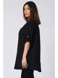 Linnen Blouse "Lila" Zwart -Gstar Kleding Winkel plus size company linnen blouse lila zwart 2