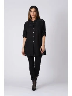 Linnen Blouse "Lila" Zwart -Gstar Kleding Winkel plus size company linnen blouse lila zwart 3