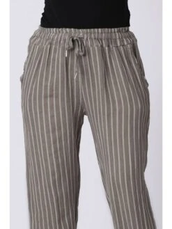 Linnen Broek "Laura" - Regular Fit - Taupe -Gstar Kleding Winkel plus size company linnen broek laura regular fit taupe 4