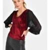 Blouse Zwart/bordeaux -Gstar Kleding Winkel quincey blouse zwart bordeaux