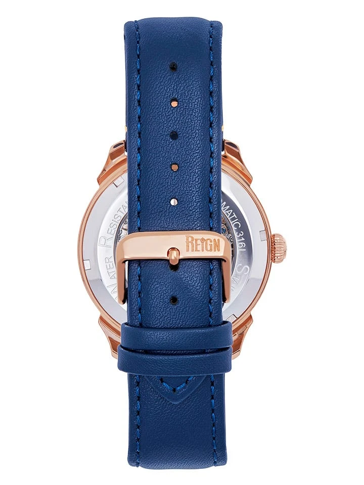 Reign Automatisch Horloge "Weston" Blauw/roségoudkleurig 4 Reign Automatisch Horloge "Weston" Blauw/roségoudkleurig - Afbeelding 2