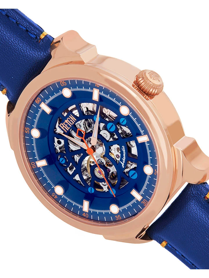 Reign Automatisch Horloge "Weston" Blauw/roségoudkleurig 5 Reign Automatisch Horloge "Weston" Blauw/roségoudkleurig - Afbeelding 3