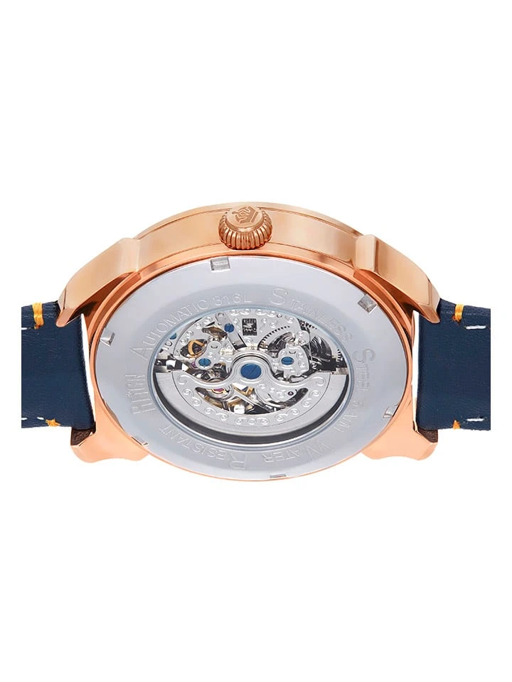 Reign Automatisch Horloge "Weston" Blauw/roségoudkleurig 6 Reign Automatisch Horloge "Weston" Blauw/roségoudkleurig - Afbeelding 4