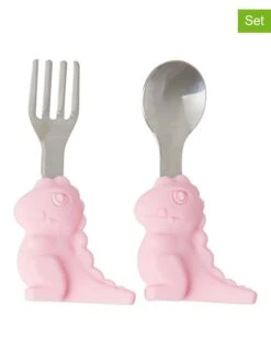 Rice 2-delige Set: Kinderbestek Lichtroze - (L)19 Cm