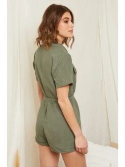 Linnen Jumpsuit Olijfgroen -Gstar Kleding Winkel rodier lin linnen jumpsuit olijfgroen 3
