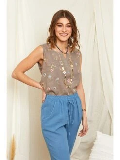 Linnen Top Taupe -Gstar Kleding Winkel rodier lin linnen top taupe 2