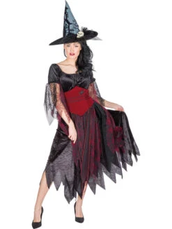 Kostuumjurk "Heks Amber" Zwart/rood