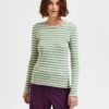 Selected Femme Longsleeve "Anna" Groen/wit -Gstar Kleding Winkel selected femme longsleeve anna groen wit