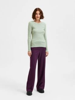 Selected Femme Longsleeve "Anna" Groen/wit -Gstar Kleding Winkel selected femme longsleeve anna groen wit 2