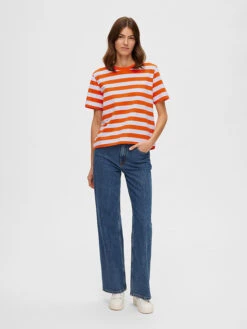 Selected Femme Shirt "Essential" Oranje/wit -Gstar Kleding Winkel selected femme shirt essential oranje wit 2