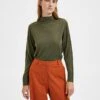 Selected Femme Wollen Coltrui "Magda" Olijfgroen -Gstar Kleding Winkel selected femme wollen coltrui magda olijfgroen